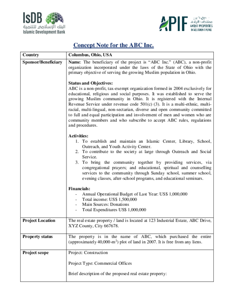 APIF Sample Application Form